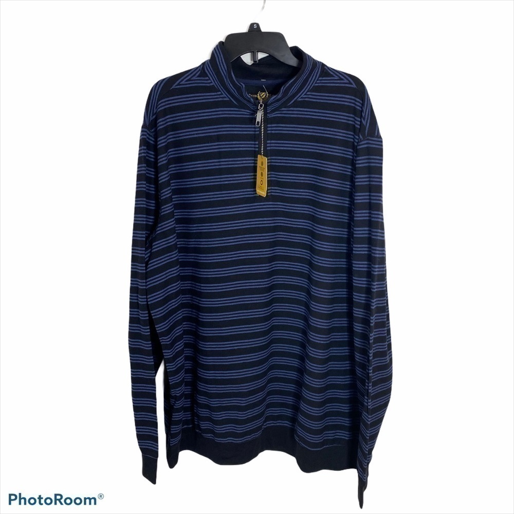 Club Room Blue Striped Zipper Neck Sweater NWT 2X